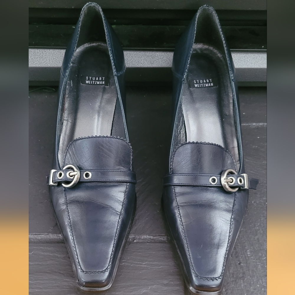 Stuart Weitzman Pointed Square Toe Loafer Pump
